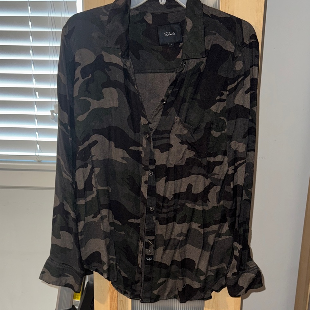 Rails Black and Green Camouflage Shirt Jacket